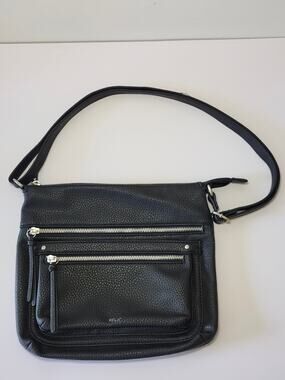 Relic by Fossil Multi Zip Medium Crossbody Bag Black Faux Leather